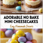 No Bake Mini Cheesecakes topped with Cadbury Mini Eggs for a colorful Mini Easter Dessert.